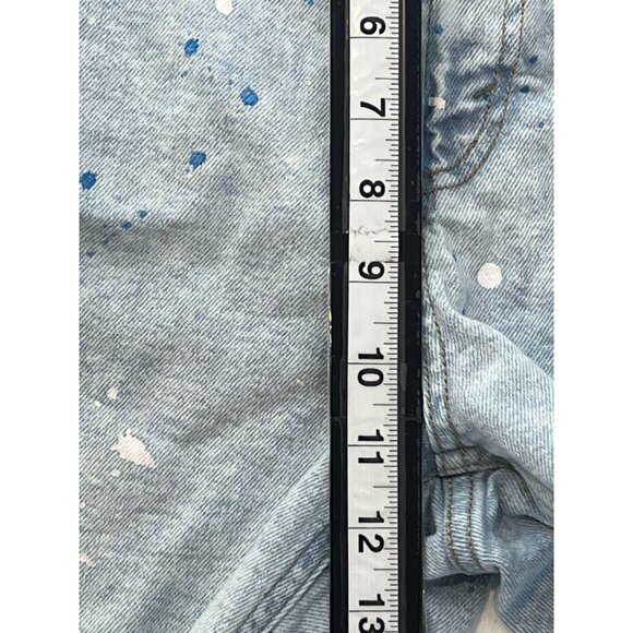 Wild Fable Shorts Womens 8 Blue Jean Denim High Rise Utility Fray Paint Splatter - Picture 9 of 16